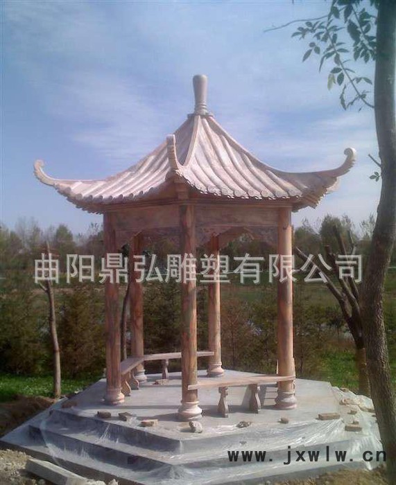 特價亭子 晚霞紅六角亭 漢白玉石雕涼亭走廊曲陽雕刻直銷