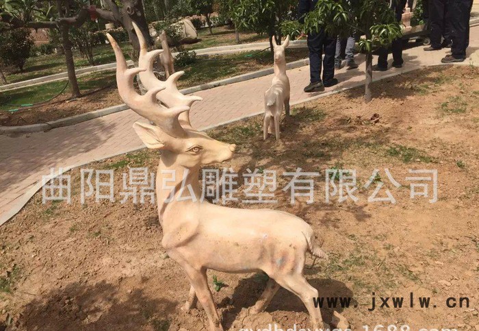 石雕 晚霞紅小鹿 漢白玉石鹿  鶴鹿同春雕塑 園林景觀動物雕刻