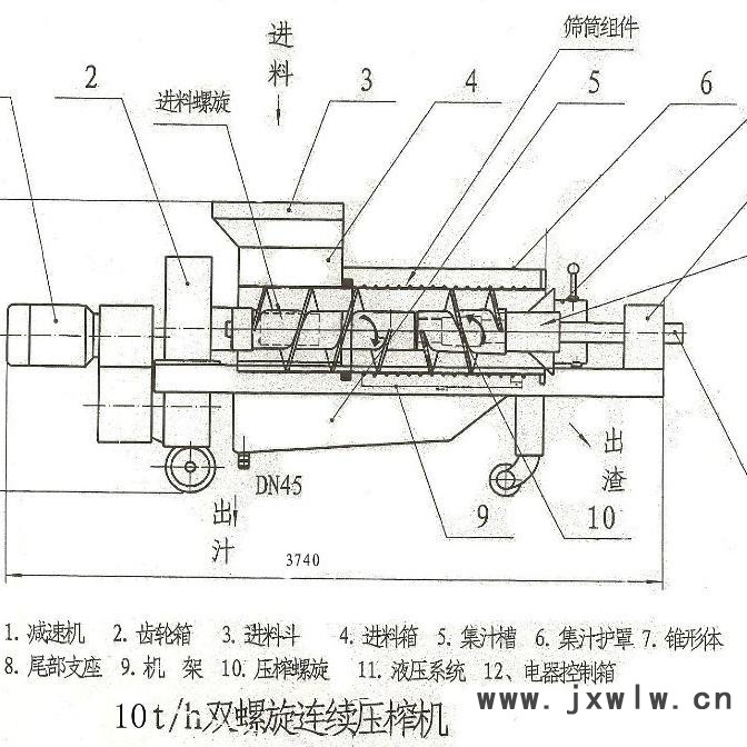 貴州畢節(jié)中草藥渣螺旋壓榨機藥材固液分離設(shè)備、藥渣脫水壓榨機