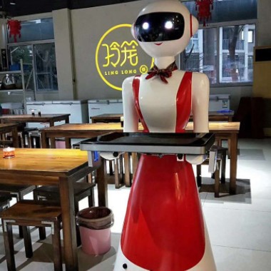 酒店餐廳智能送餐機(jī)器人送菜端菜傳菜跑堂服務(wù)員迎賓國(guó)外多語(yǔ)言