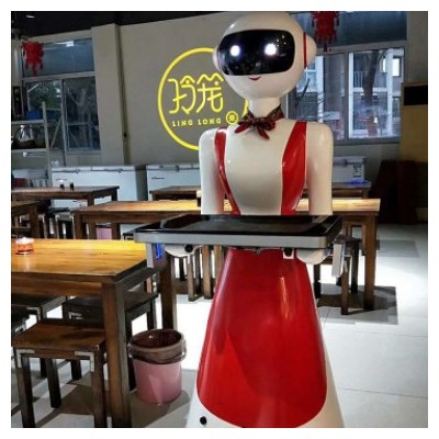 酒店餐廳智能送餐機(jī)器人送菜端菜傳菜跑堂服務(wù)員迎賓國(guó)外多語(yǔ)言
